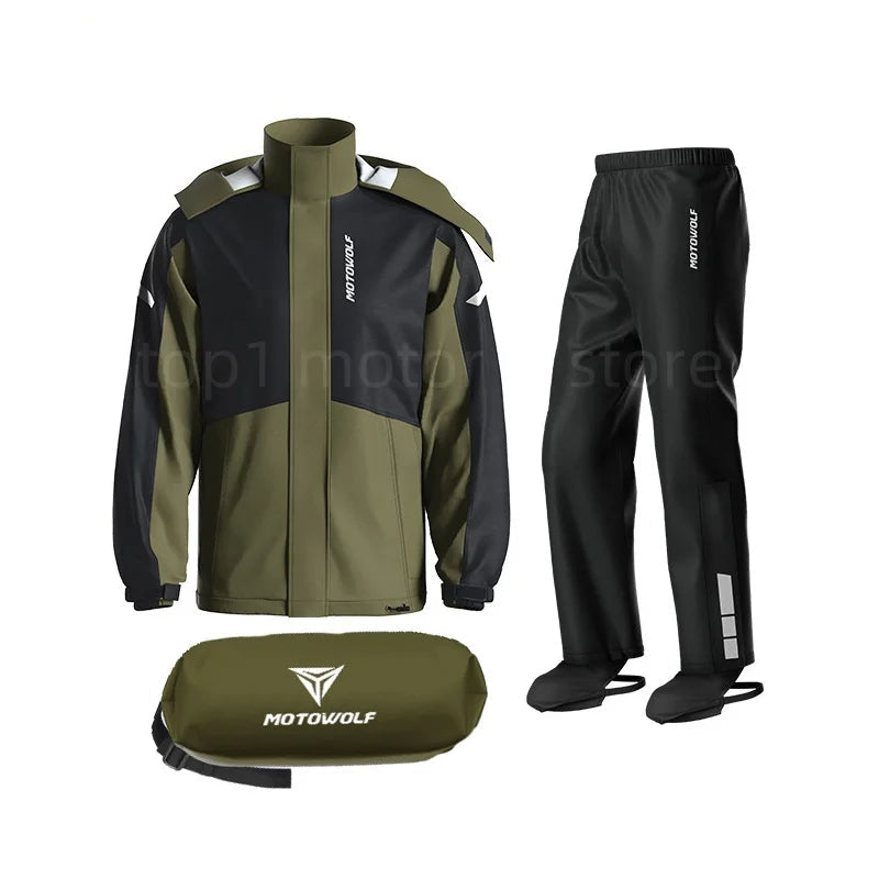 Motorcycle Raincoat Suit – Waterproof Jacket & Trousers for Camping, Hiking & Cycling
