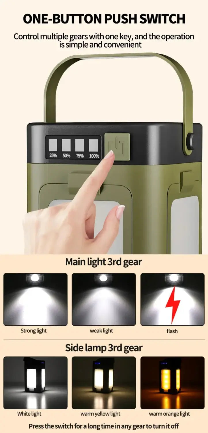 Solar Foldable Camping Light – 4-Blade LED Tent Lamp with 2000mAh Battery