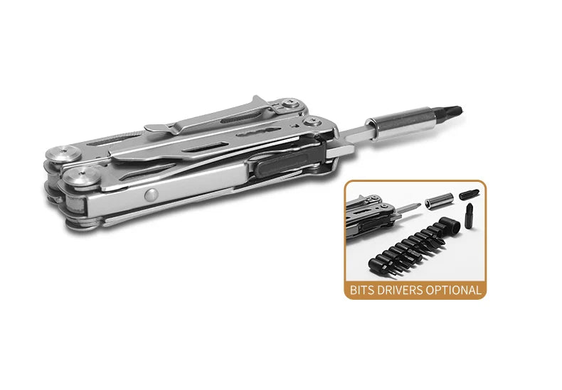 Compact Stainless-Steel 13-in-1 Folding Pliers Multi-Tool for Camping & EDC