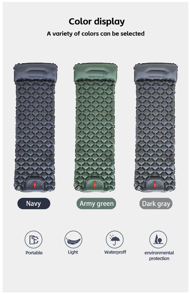 Tarka Inflatable Camping Mat – Self-Inflating Mattress with Pillow