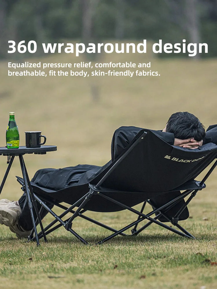 BlackDog Outdoor Reclining Chair – Folding Cotton-Padded Fishing & Camping Chair