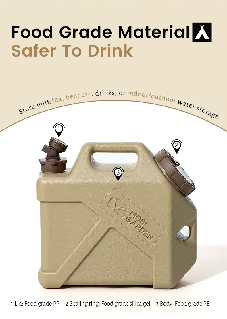 Mobi Garden MU-ZE Water Container – Portable Food-Grade Camping Bucket with Faucet