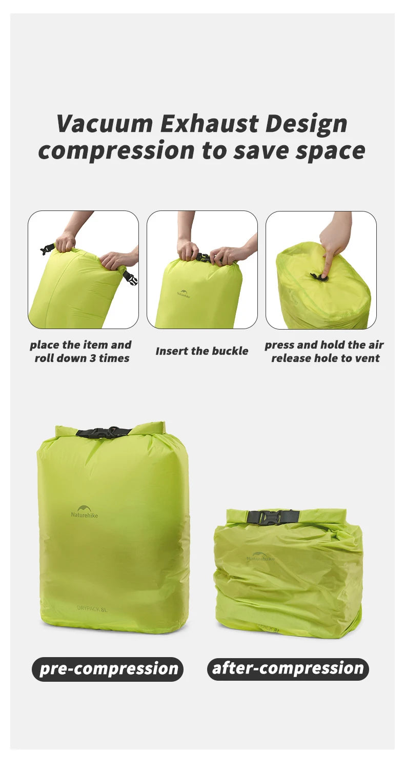 Naturehike Waterproof Dry Bag – 2L/4L/8L Compression Sack for Camping