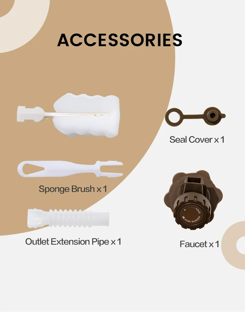 Mobi Garden MU-ZE Water Container – Portable Food-Grade Camping Bucket with Faucet