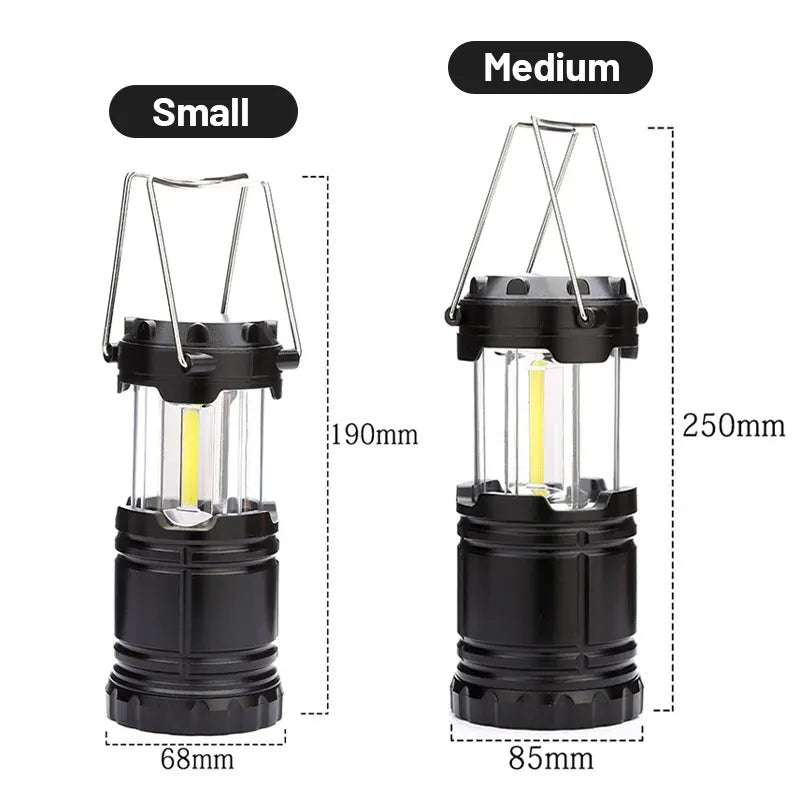 COB LED Camping Lantern – Foldable Battery-Powered Light (1–4 Pcs Set)