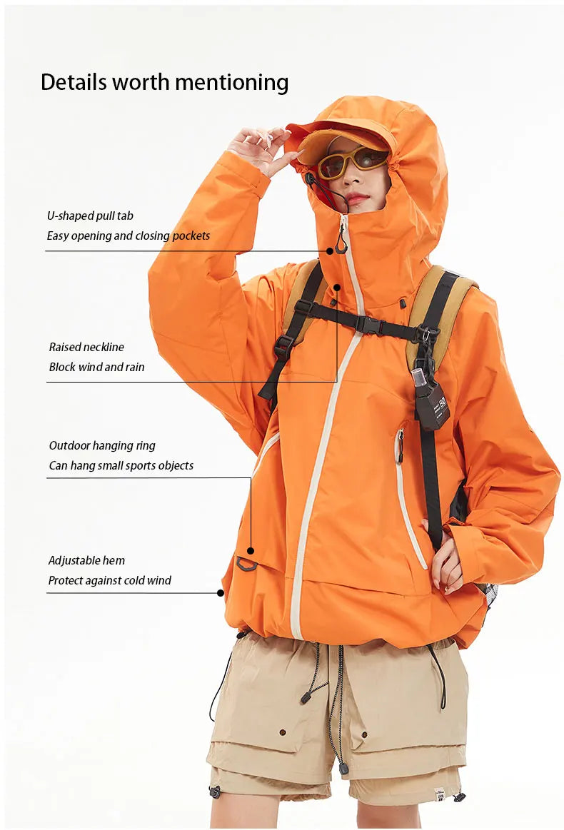 Waterproof Hiking Jacket – Windproof Hooded Outdoor Coat for Men & Women