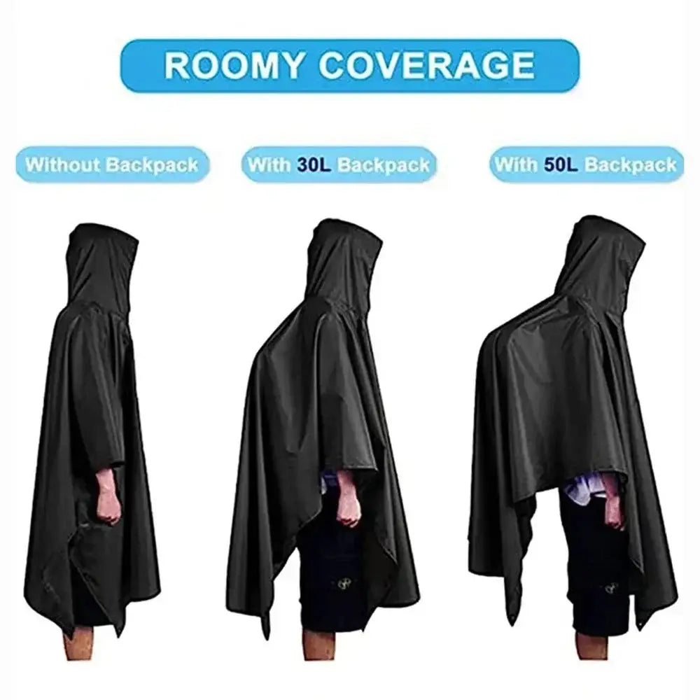3-in-1 Military Rain Poncho – Waterproof Hooded Raincoat & Tent Shelter