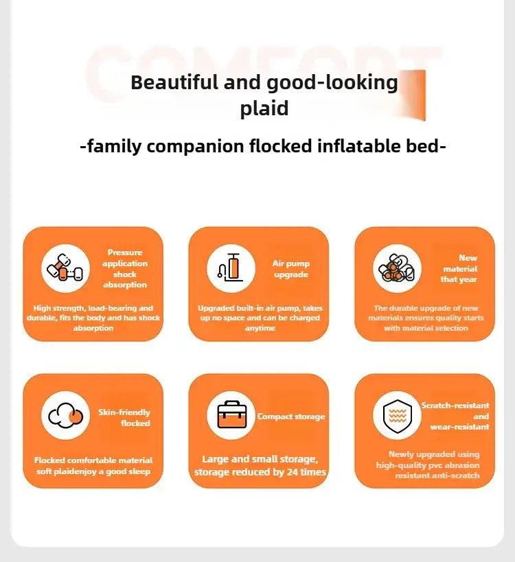 Dotwise Inflatable Camping Mattress – 40cm Thick Bed with Built-In Pump