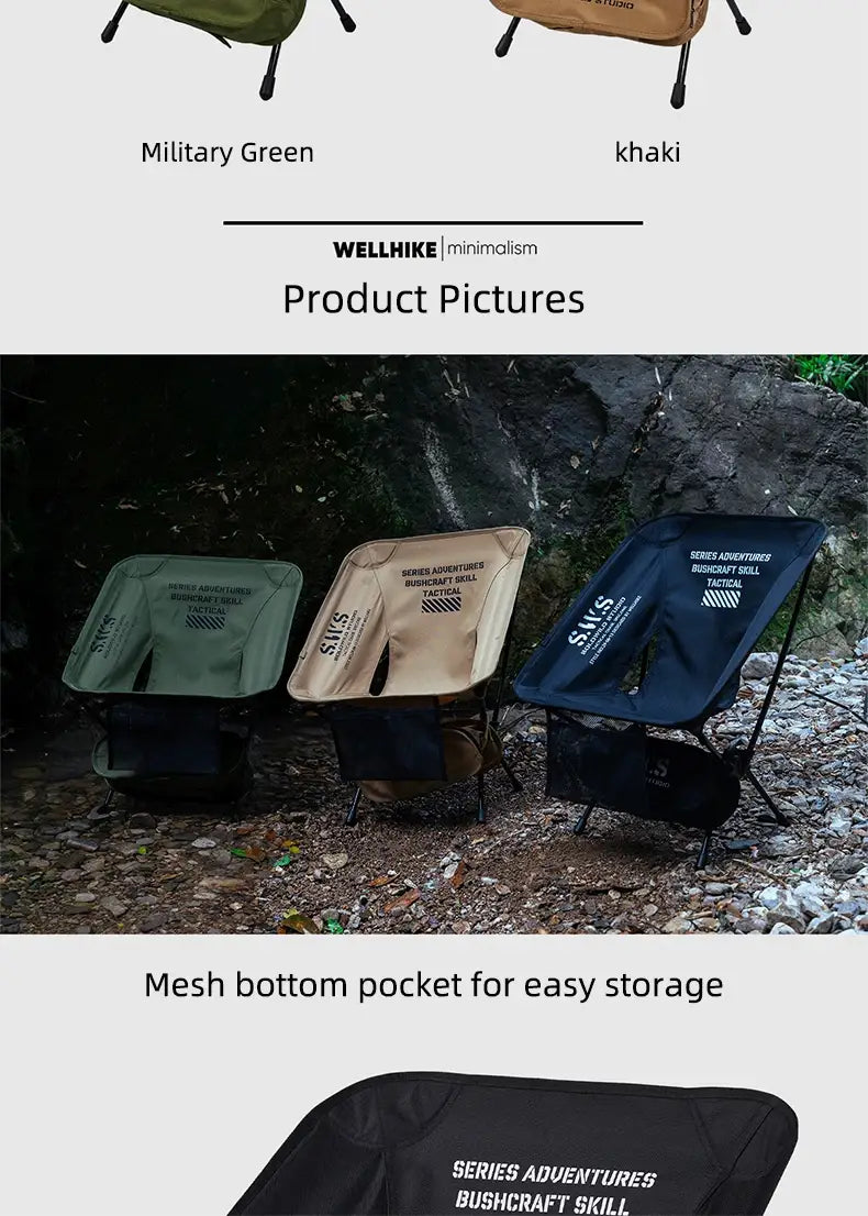 WellHike Folding Moon Chair – Lightweight Square Frame Beach & Picnic Chair