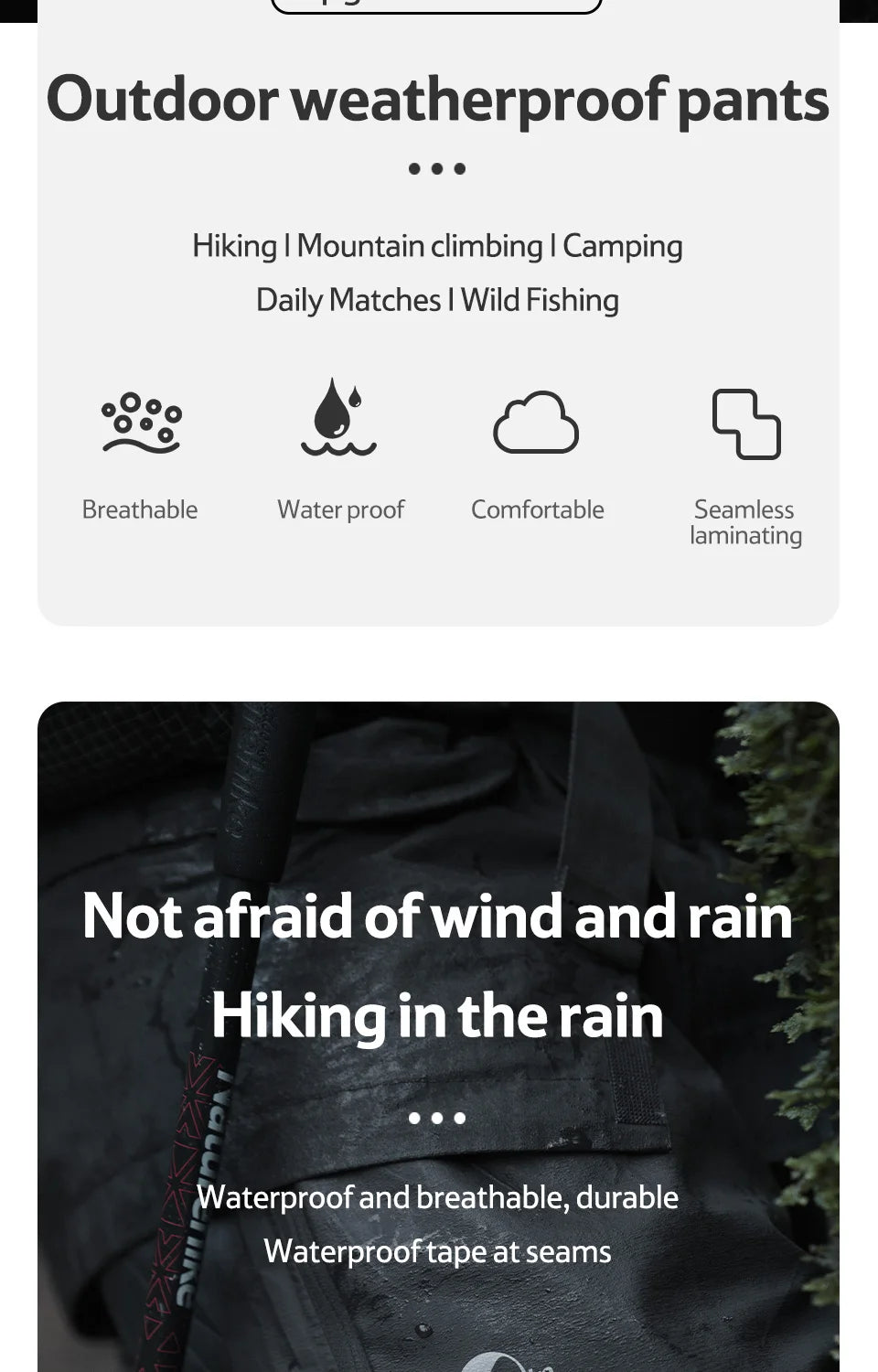 Naturehike Rainproof Hiking Trousers – Waterproof Breathable & Windproof