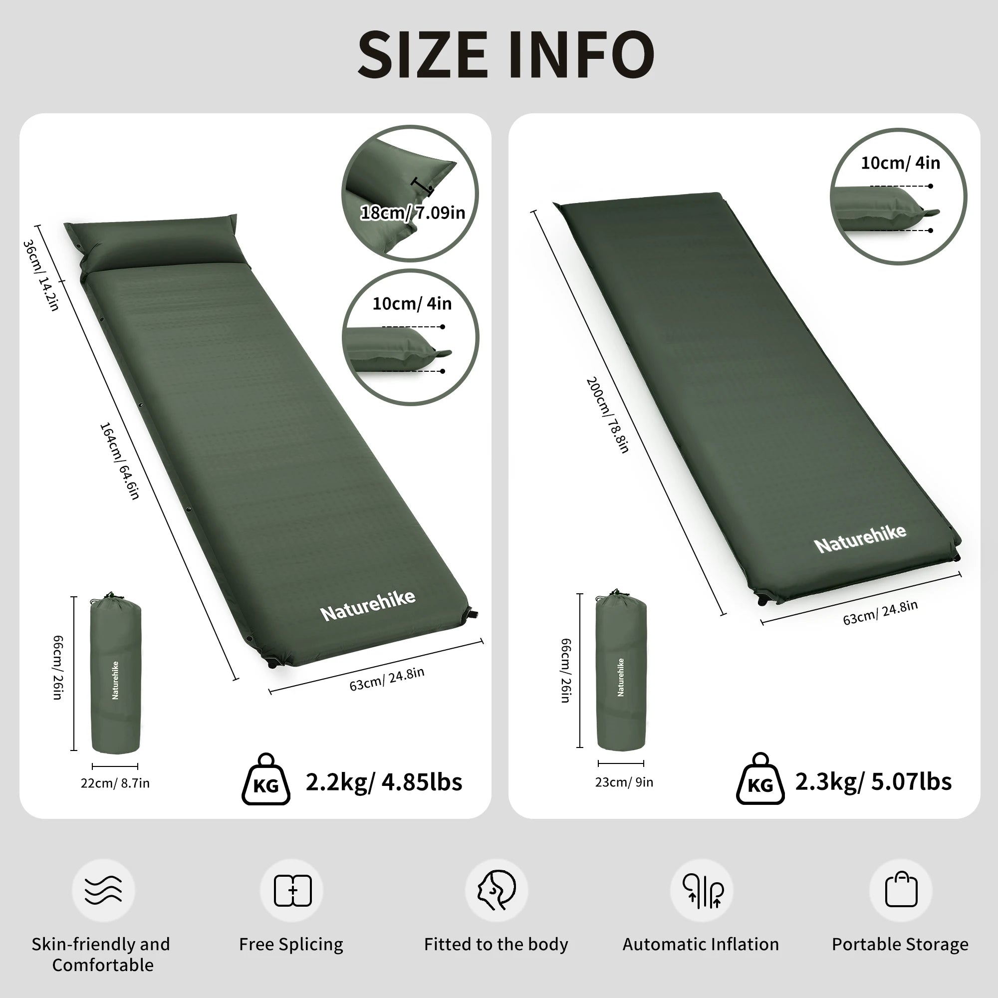Naturehike Self-Inflating Air Mattress – 10cm Thick Double Sleeping Pad