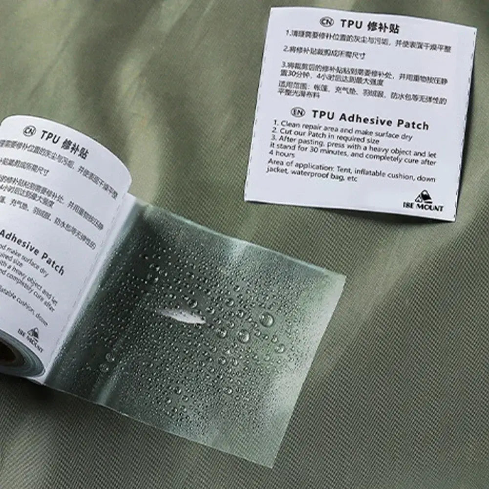 Waterproof TPU Repair Patch Tape – Self-Adhesive Vinyl Film for Tents Boats & Gear