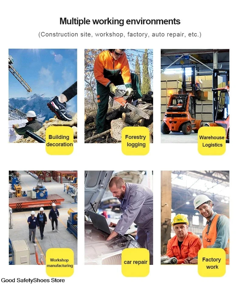 Steel Toe Safety Work Shoes – Anti-Puncture Non-Slip & Lightweight