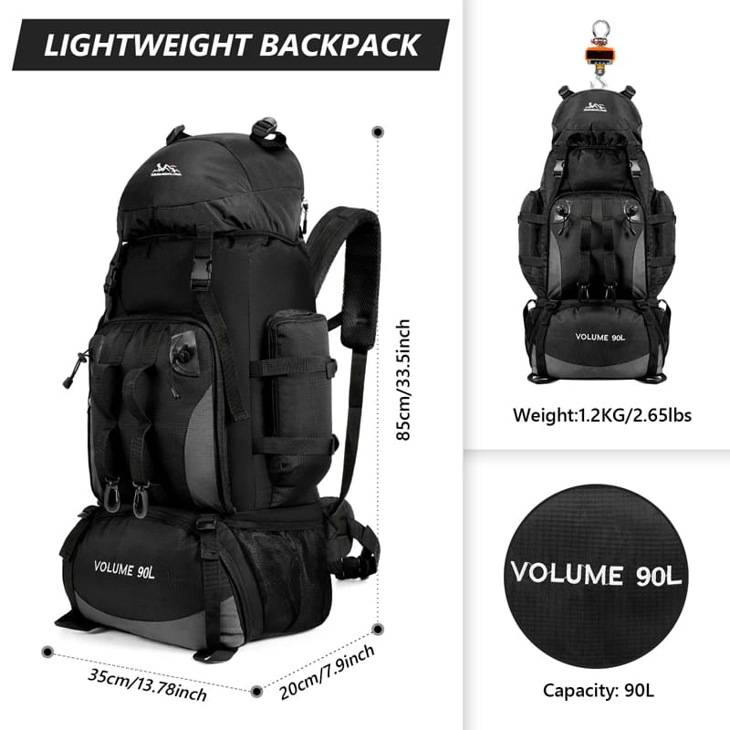 90 L Waterproof Hiking Backpack – Large-Capacity Trekking Bag for Camping & Travel