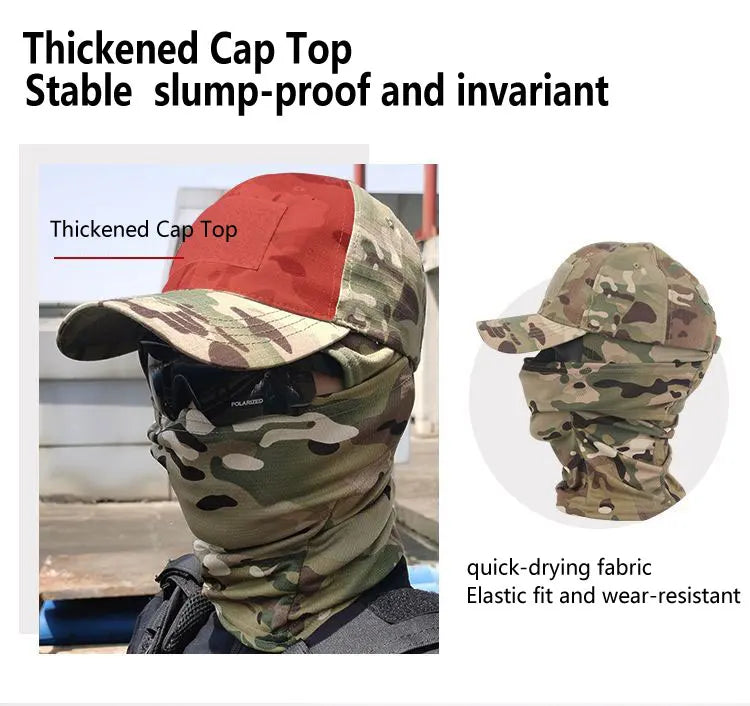Tactical Balaclava Cap Set – Full Face Mask & Snapback Sun Hat