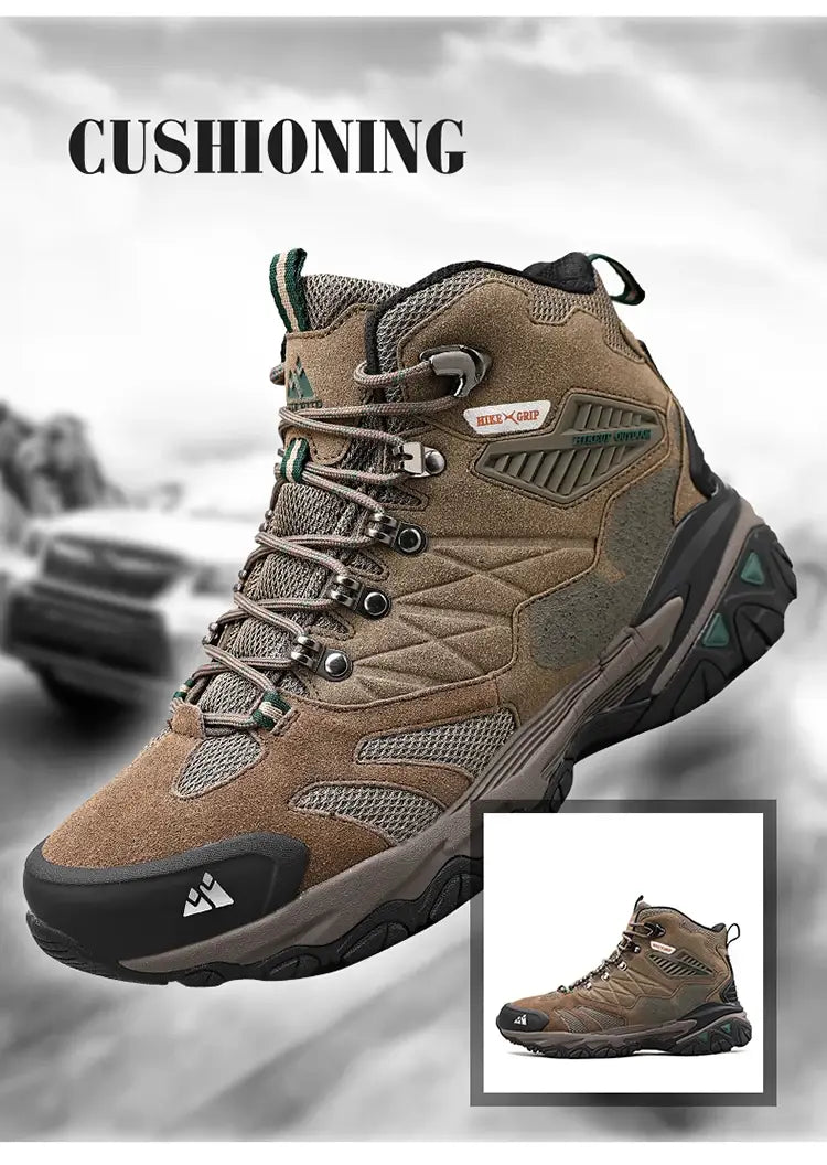 HikeUp Waterproof Winter Hiking Boots – Men’s Suede Tactical Trekking Shoes
