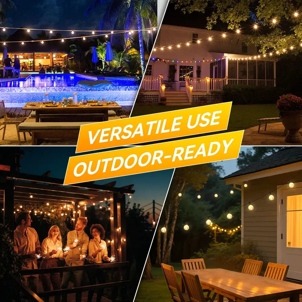 Solar Light String – Warm Bulb Fairy Lights with Remote Control (7–15m)