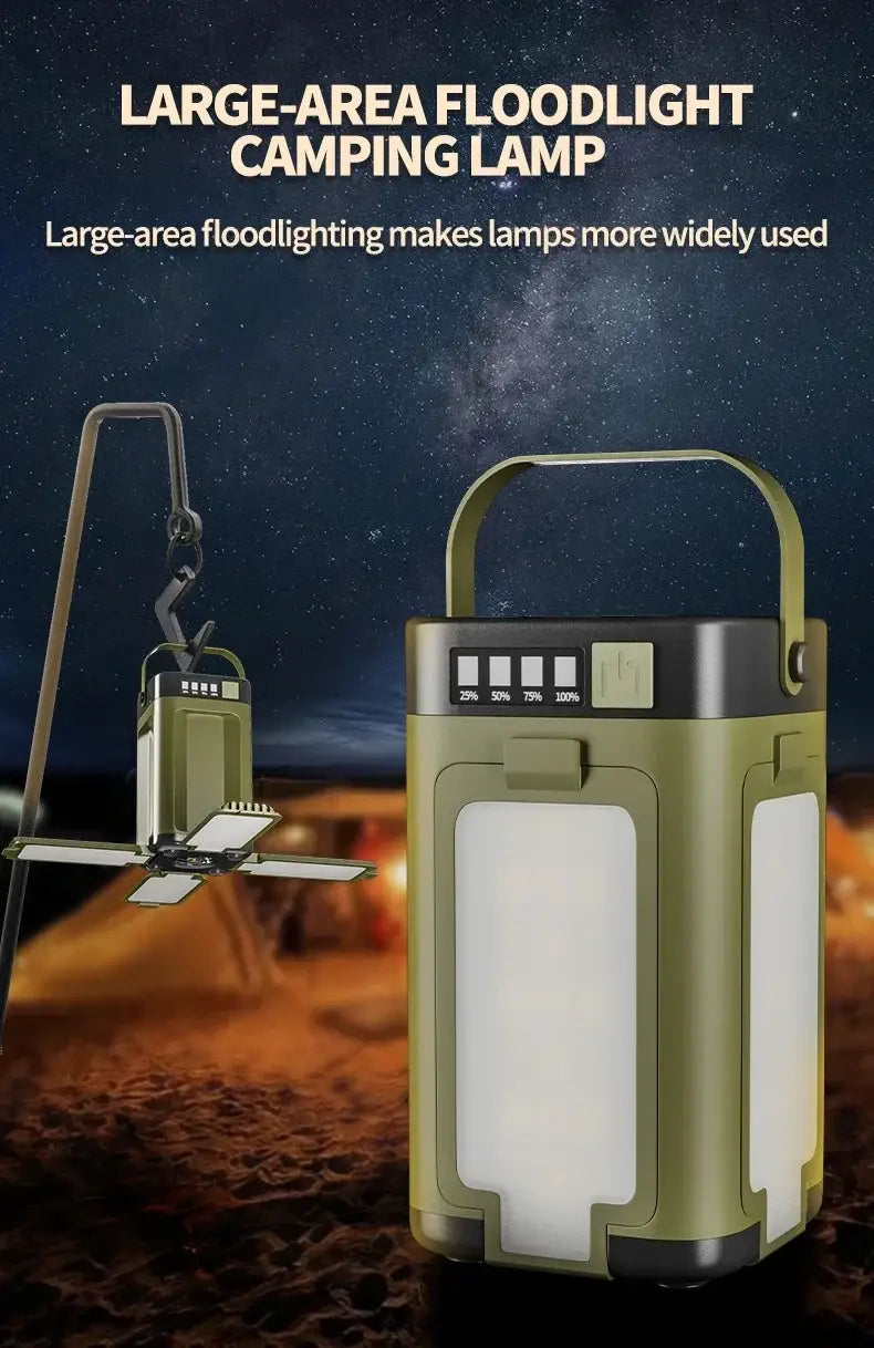 Solar Foldable Camping Light – 4-Blade LED Tent Lamp with 2000mAh Battery
