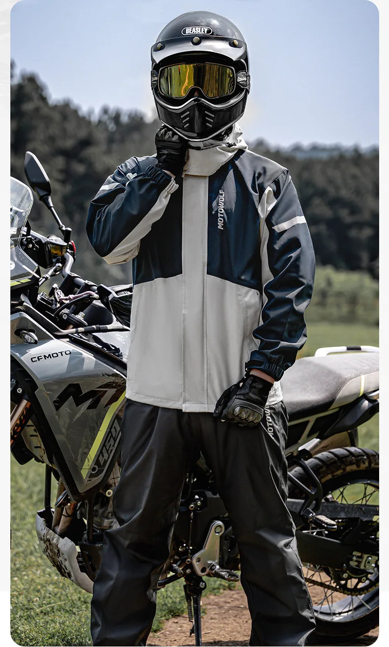 Motorcycle Raincoat Suit – Waterproof Jacket & Trousers for Camping Hiking & Cycling