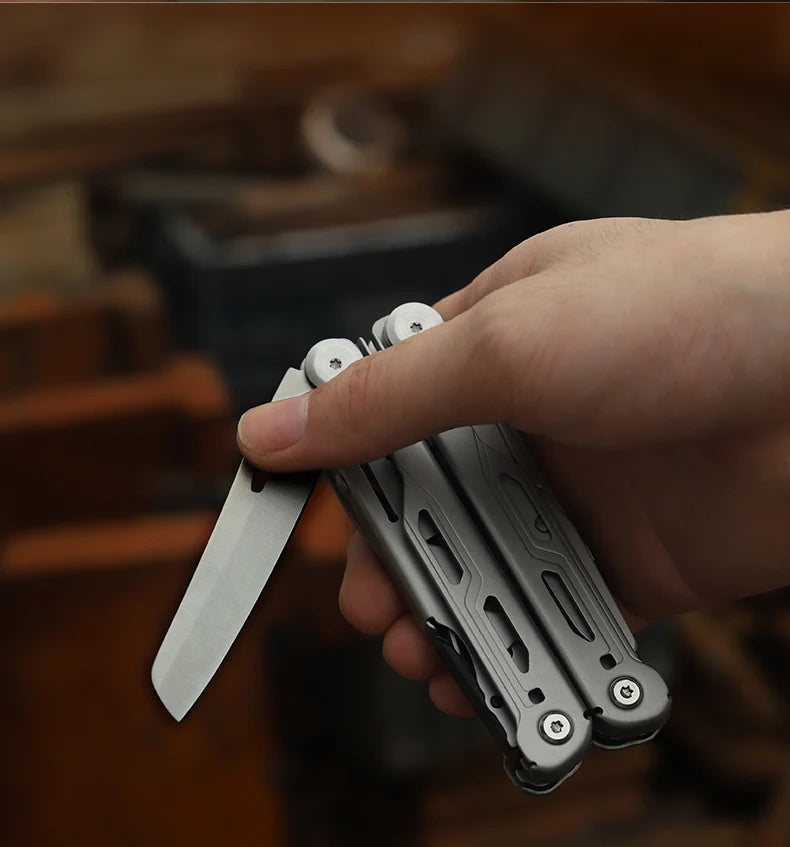 Compact Stainless-Steel 13-in-1 Folding Pliers Multi-Tool for Camping & EDC