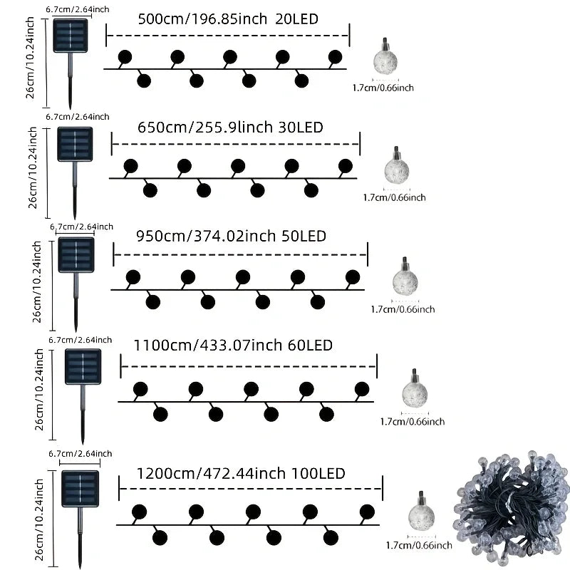 Solar Bubble Ball Light String – Crystal LED Globe Lights for Garden & Parties