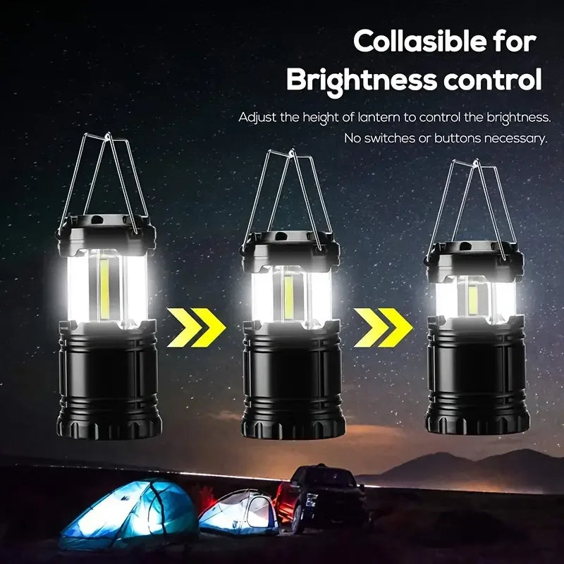 COB LED Camping Lantern – Foldable Battery-Powered Light (1–4 Pcs Set)