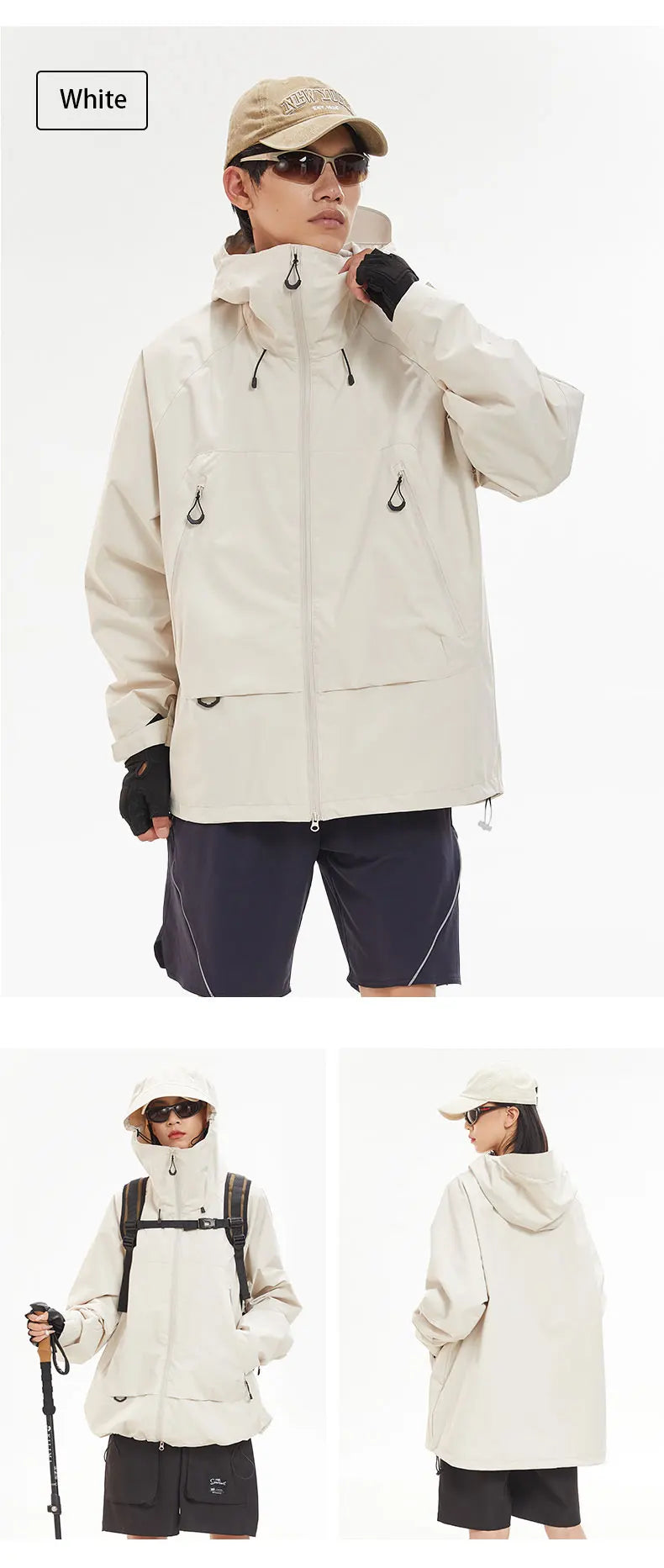 Waterproof Hiking Jacket – Windproof Hooded Outdoor Coat for Men & Women