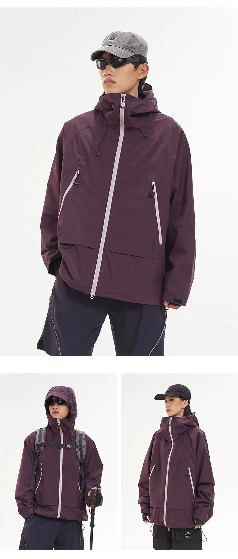 Waterproof Hiking Jacket – Windproof Hooded Outdoor Coat for Men & Women