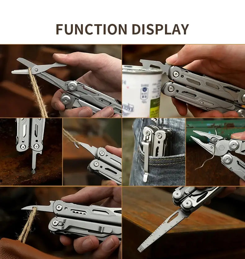 Compact Stainless-Steel 13-in-1 Folding Pliers Multi-Tool for Camping & EDC