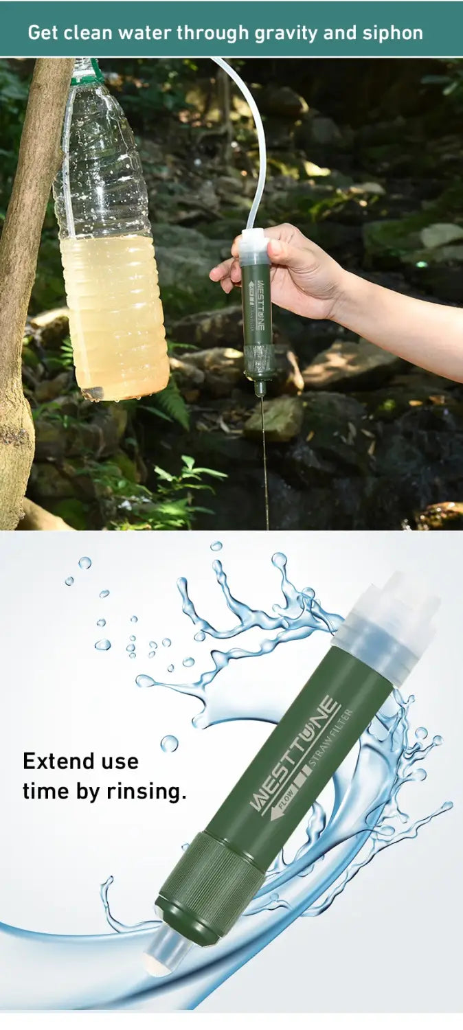 Portable Mini Filter Straw – Carbon Fibre Water Purifier for Camping & Survival