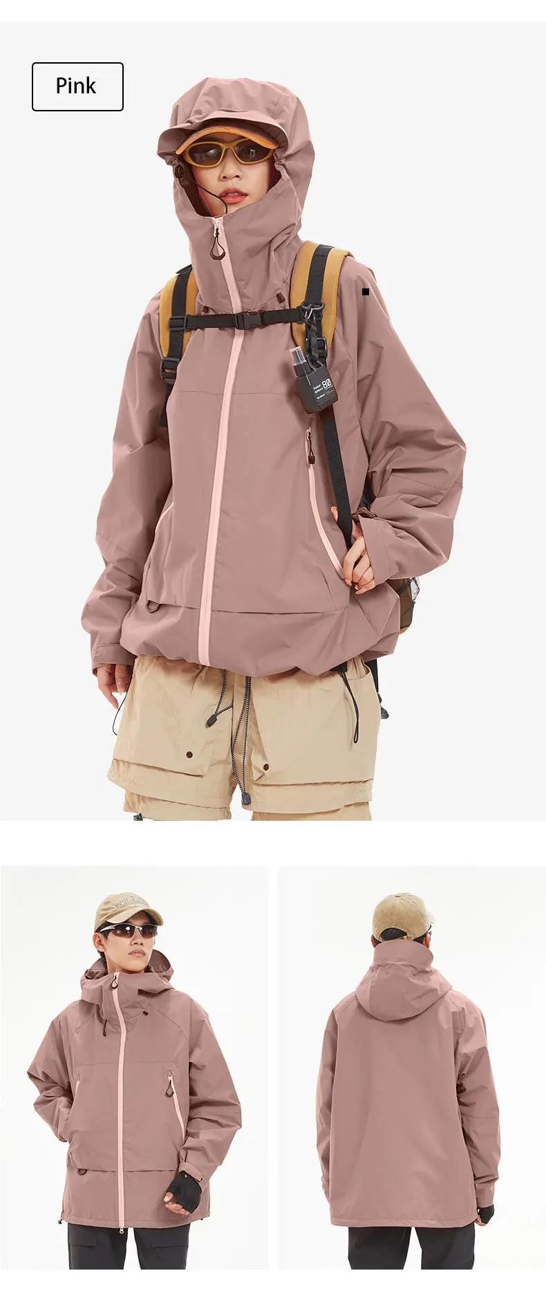 Waterproof Hiking Jacket – Windproof Hooded Outdoor Coat for Men & Women