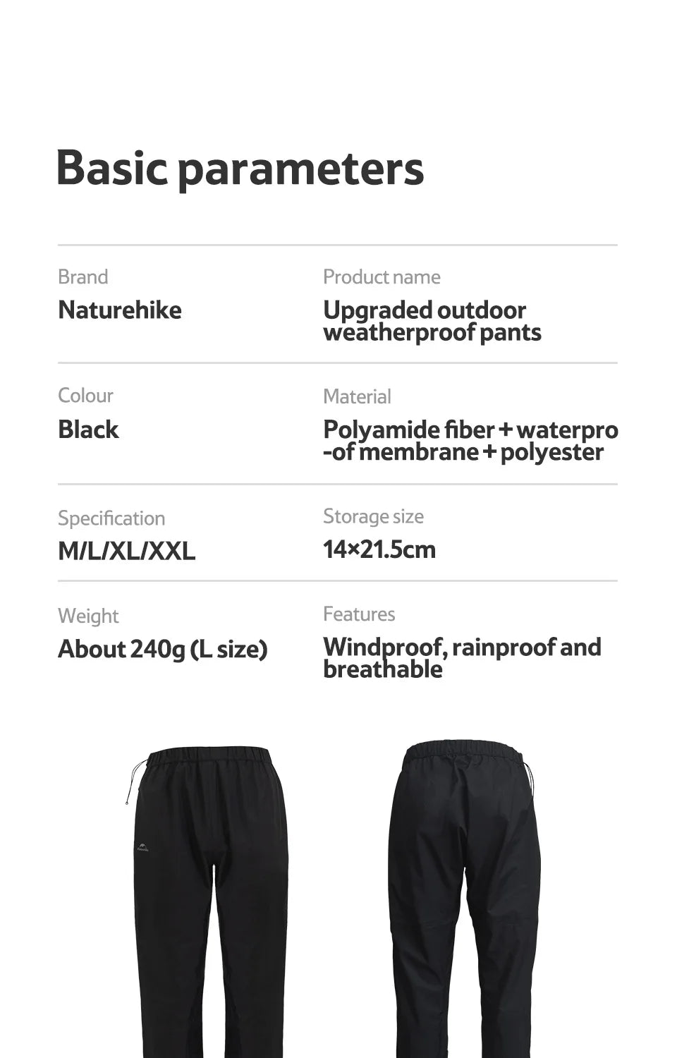 Naturehike Rainproof Hiking Trousers – Waterproof Breathable & Windproof