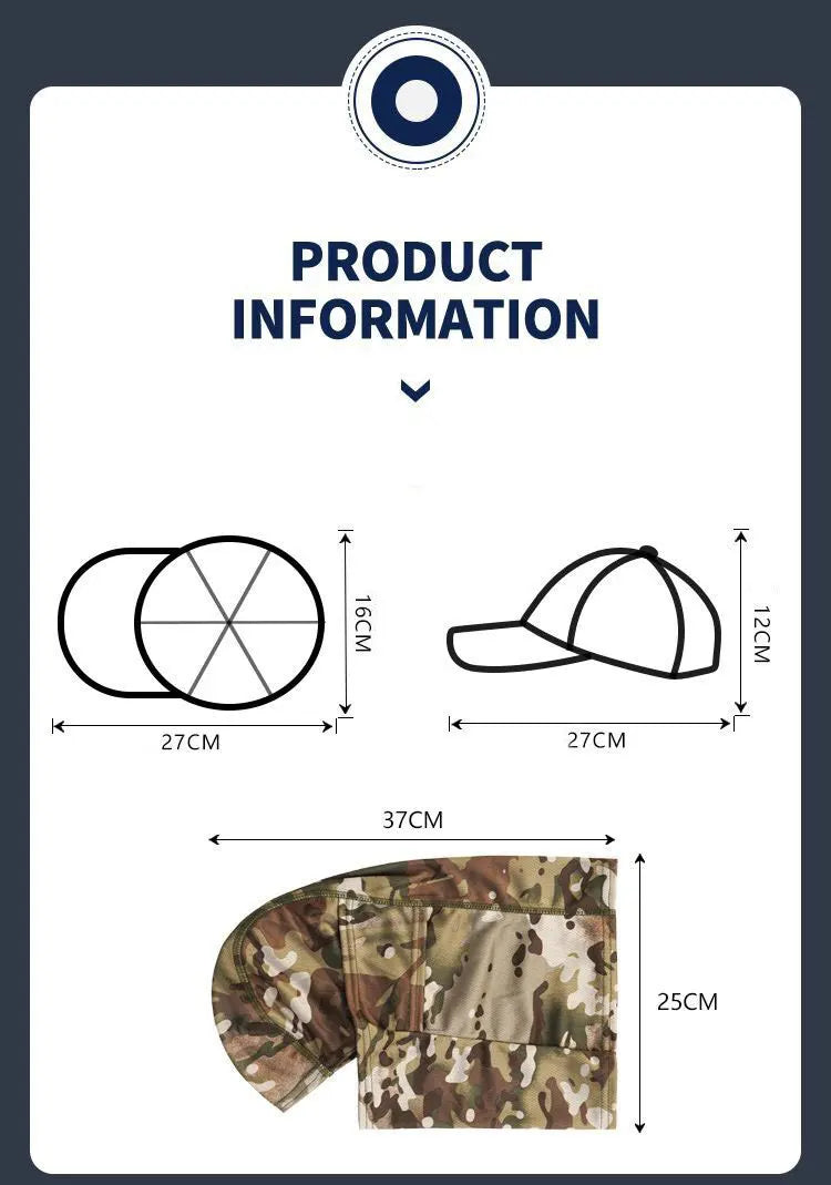 Tactical Balaclava Cap Set – Full Face Mask & Snapback Sun Hat