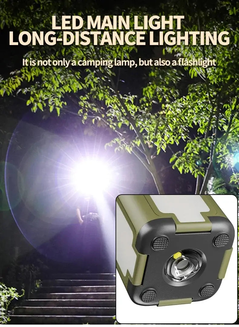 Solar Foldable Camping Light – 4-Blade LED Tent Lamp with 2000mAh Battery