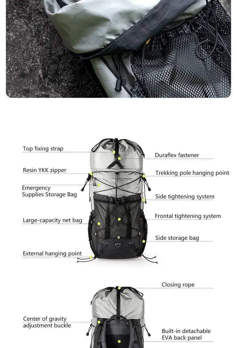 Bisinna Camping Backpack 25-35L – Ultralight Travel Hiking Bag for Men & Women