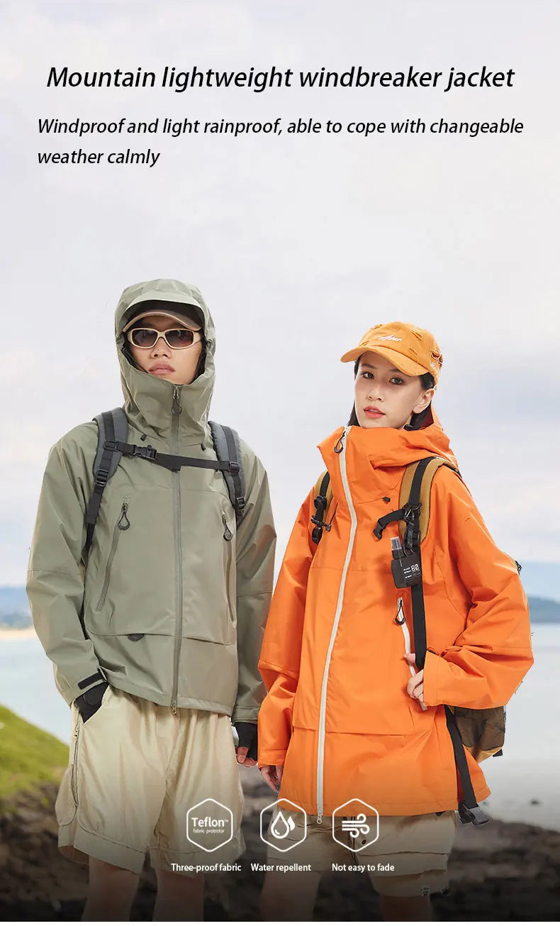 Waterproof Hiking Jacket – Windproof Hooded Outdoor Coat for Men & Women