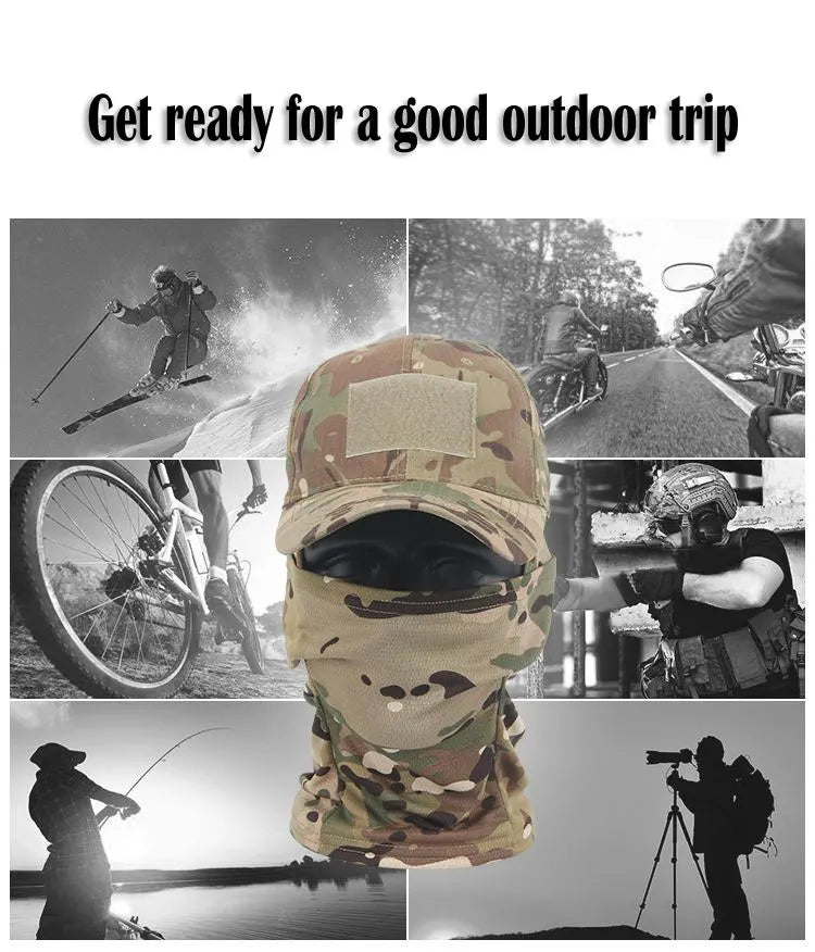 Tactical Balaclava Cap Set – Full Face Mask & Snapback Sun Hat
