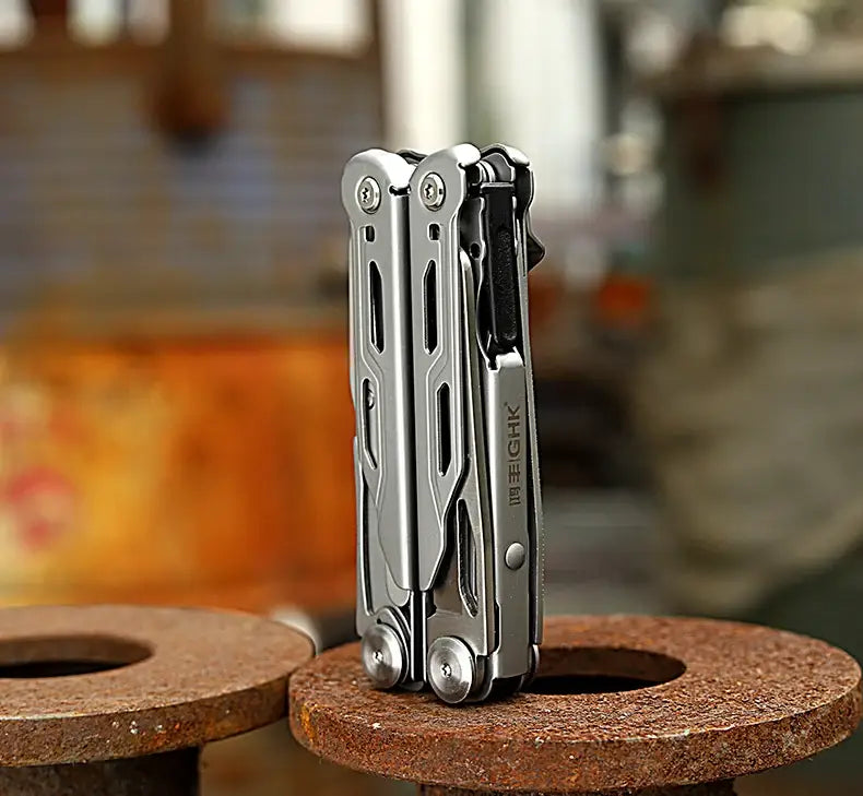 Compact Stainless-Steel 13-in-1 Folding Pliers Multi-Tool for Camping & EDC