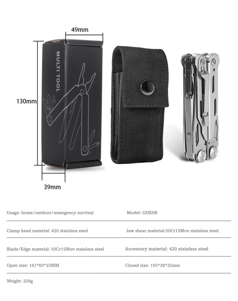 Compact Stainless-Steel 13-in-1 Folding Pliers Multi-Tool for Camping & EDC