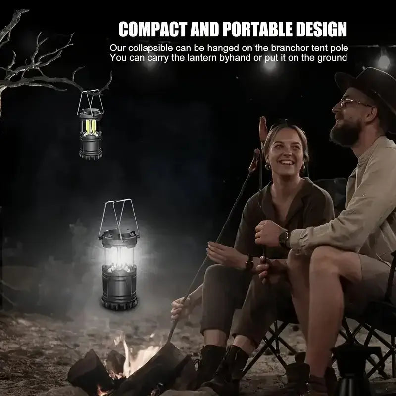COB LED Camping Lantern – Foldable Battery-Powered Light (1–4 Pcs Set)