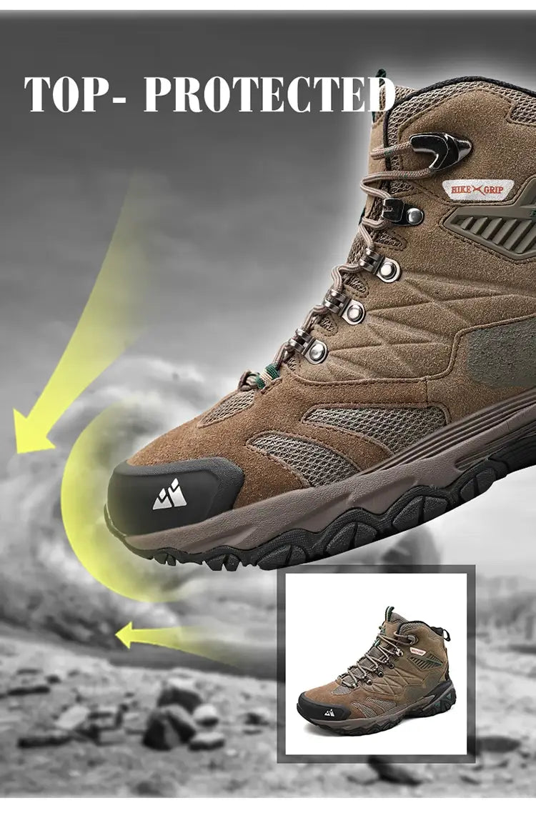 HikeUp Waterproof Winter Hiking Boots – Men’s Suede Tactical Trekking Shoes