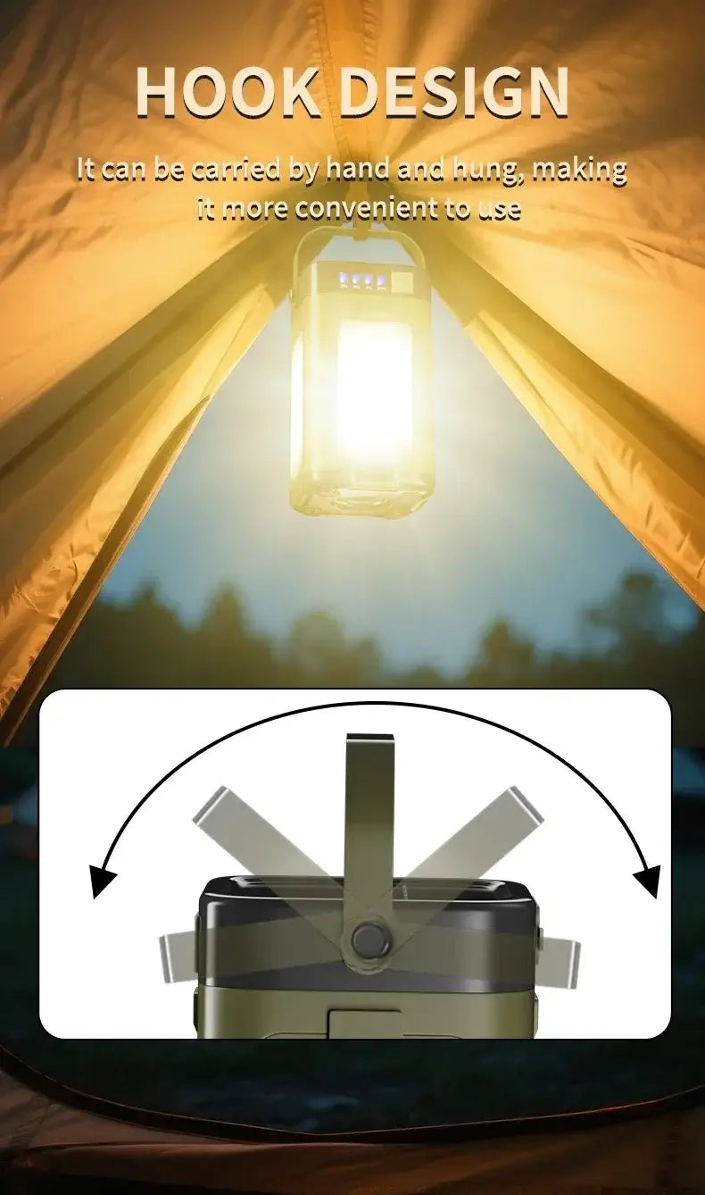 Solar Foldable Camping Light – 4-Blade LED Tent Lamp with 2000mAh Battery