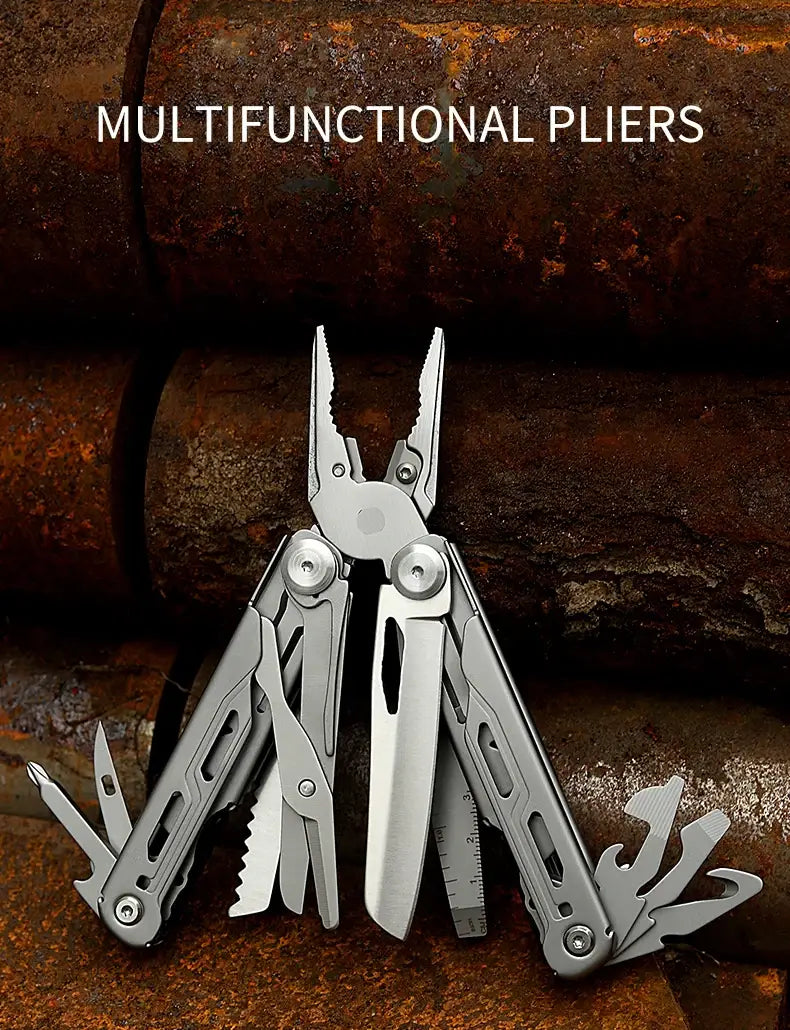 Compact Stainless-Steel 13-in-1 Folding Pliers Multi-Tool for Camping & EDC