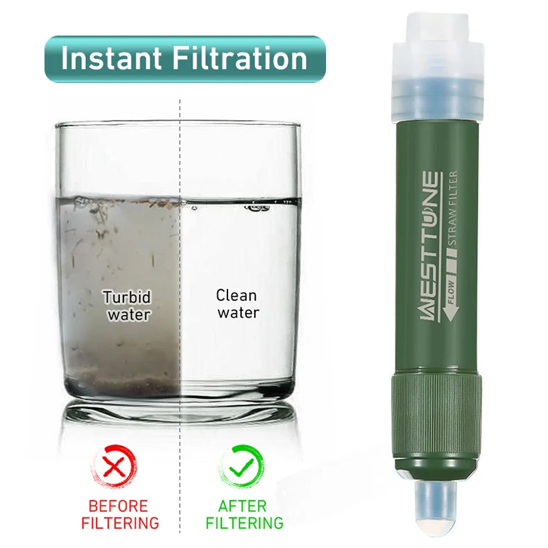 Portable Mini Filter Straw – Carbon Fibre Water Purifier for Camping & Survival