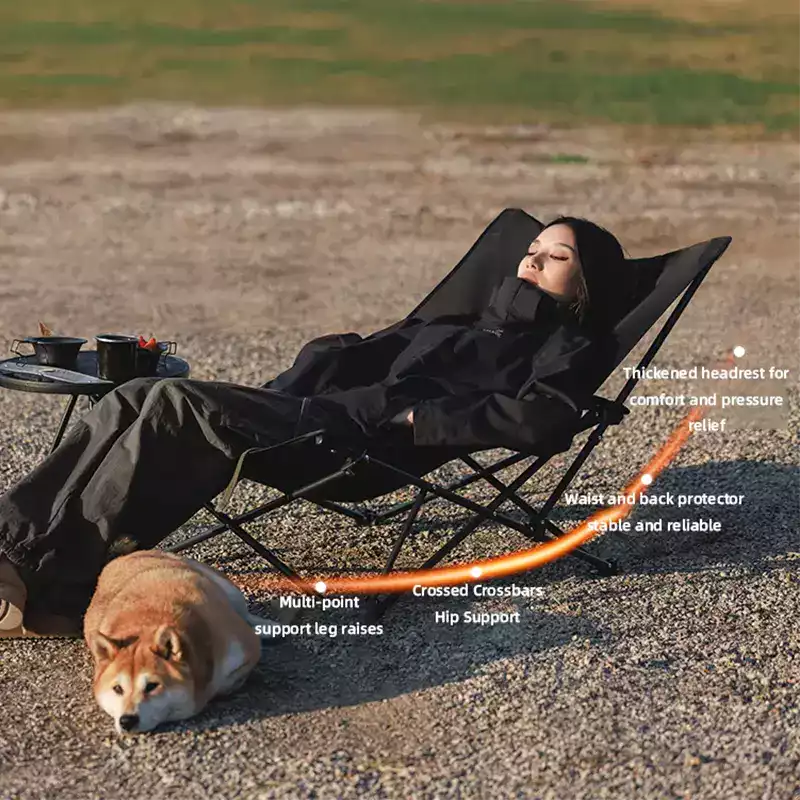 BlackDog Outdoor Reclining Chair – Folding Cotton-Padded Fishing & Camping Chair