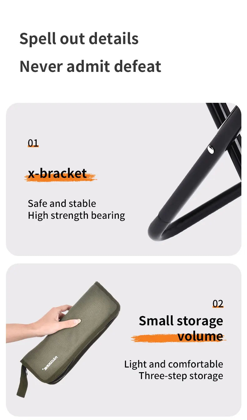 Pacoone Golden Folding Chair – Aluminium Alloy Camping Seat with Carry Bag