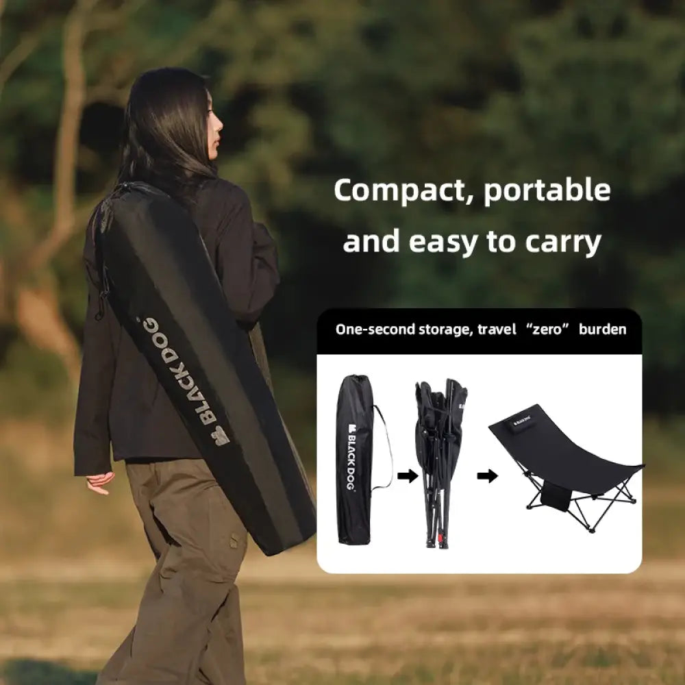 BlackDog Outdoor Reclining Chair – Folding Cotton-Padded Fishing & Camping Chair - Black - BlackDog Outdoor Reclining