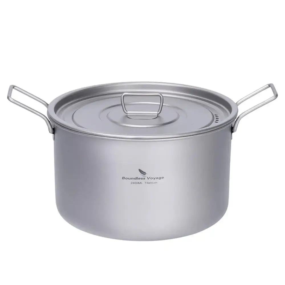 Boundless Voyage Titanium Cookware Set – Ultralight Pot & Kettle Kit (0.7L–2.4L) - 2.4L Titanium Pot - Boundless Voyage