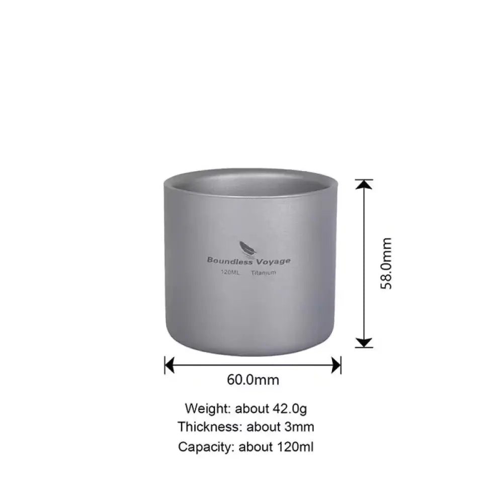 Boundless Voyage Titanium Cup Set – Double-Wall Camping Mug Collection (120–450ml) - Boundless Voyage Titanium Cup Set