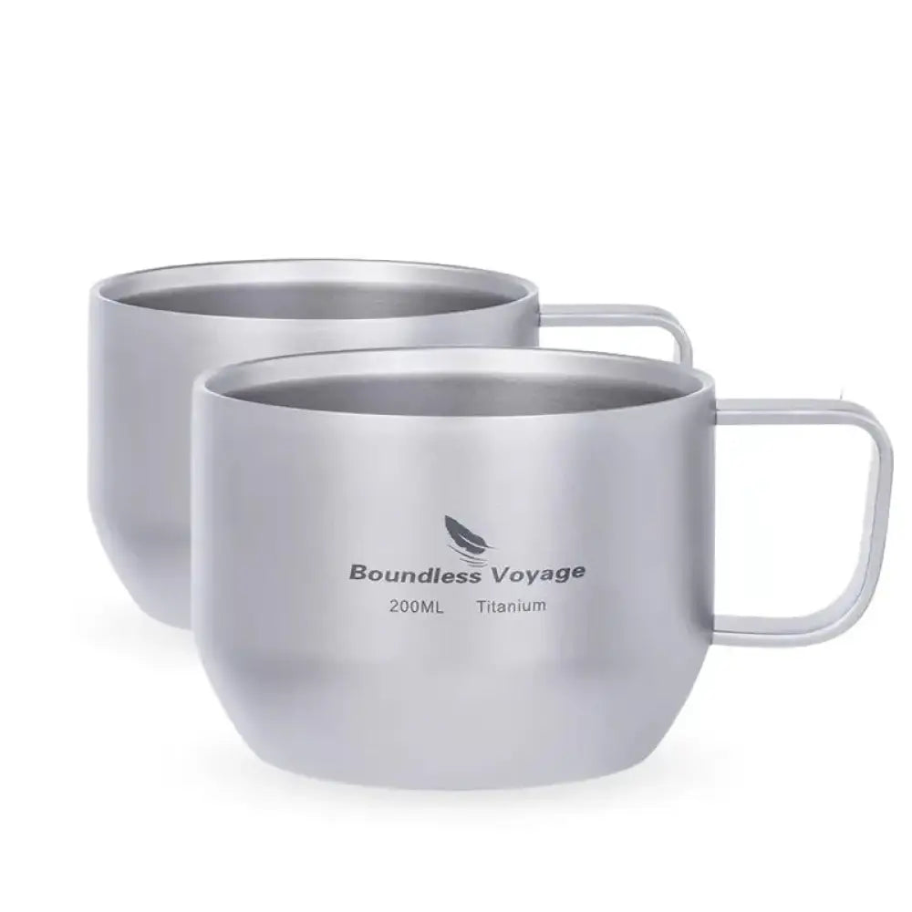 Boundless Voyage Titanium Espresso Cup – 200 ml Double-Wall Coffee Mug - 2-Pack - Boundless Voyage Titanium Espresso
